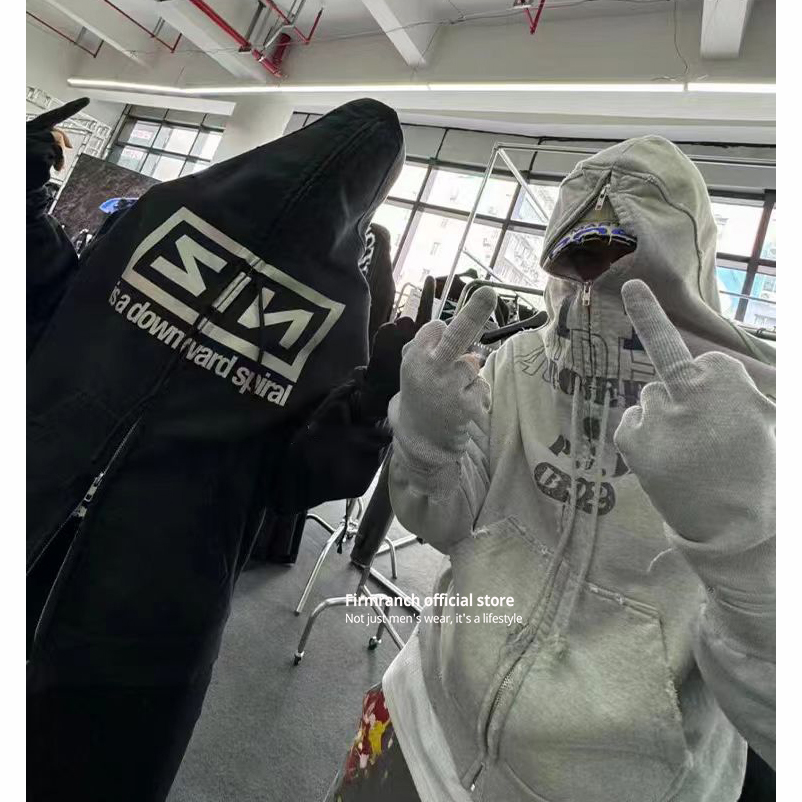 Street Fashion Zip Up Hoodie - Firmranch ใหม่ฤดูใบไม้ร่วงฤดูหนาวเกาหลี Archive แฟชั่น Offset สไตล์เดียวกัน