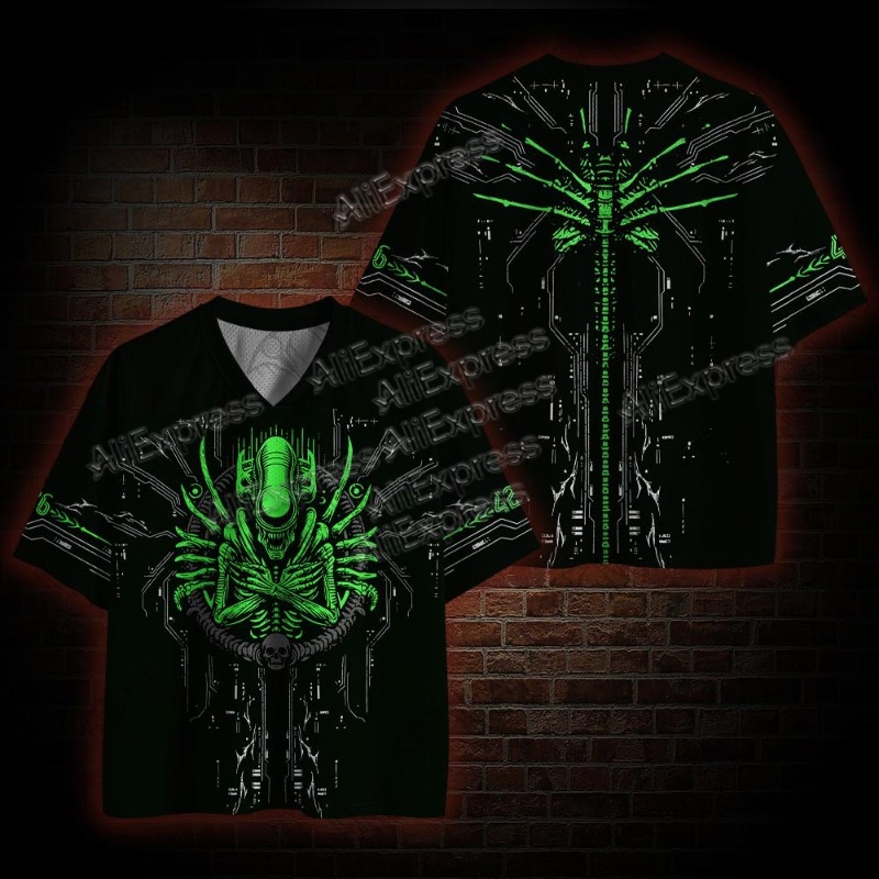 Street Fashion News - (ZZ) ซีรีส์สีเข้มใหม่ เสื้อเจอร์ซีย์ตาข่ายแห้งเร็วแนวสตรีทเทรนดี้ เสื้อยืดคอวีสำหรับผู้ใหญ่ระบายอากาศได้ดี หล่อและสวมใส่สบาย