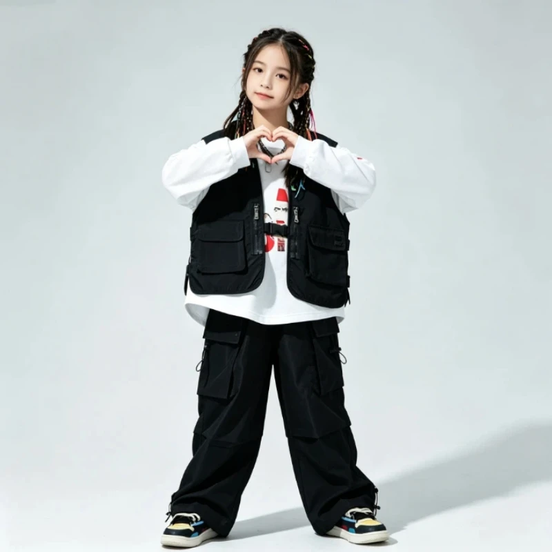 Street Fashion Runway - เครื่องแต่งกายเต้นรำแนวสตรีทเด็กชายเด็กหญิงฮิปฮอปแจ๊สชุดเต้นรำเสื้อกั๊กกางเกง 3 ชิ้นชุดแฟชั่นเวทีรันเวย์การแสดงชุดเต้นรำ