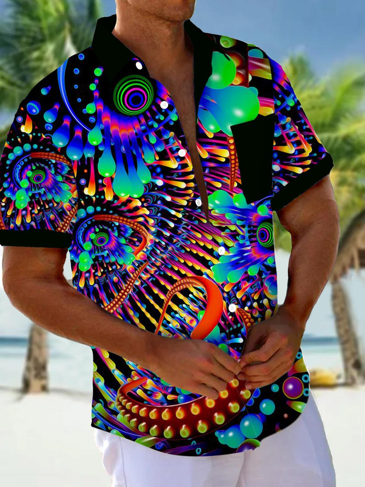 Street Fashion Walk - ใหม่ฮาวายฤดูใบไม้ผลิ/ฤดูร้อนแฟชั่น Street Walk Tourist Beach พิมพ์เปิดแขนสั้นเสื้อ