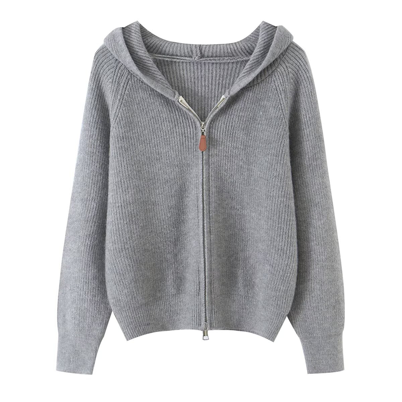 Street Fashion Zip Up Hoodie - กัวเปียวซี่ย เสื้อคาร์ดิแกนมีฮู้ดทรงหลวมสำหรับผู้หญิง แฟชั่นปี 2026 ดีเทลซิปคู่ แขนแร็กแลน