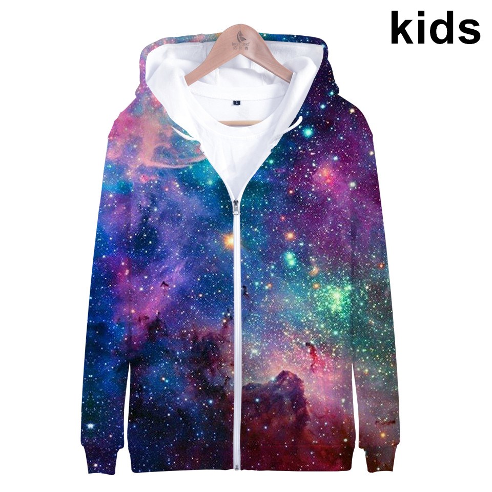 เสื้อฮู้ดลายดวงดาวอวกาศกาแล็กซ - Street Fashion Zip Up Hoodie บทวิจารณ์และราคา