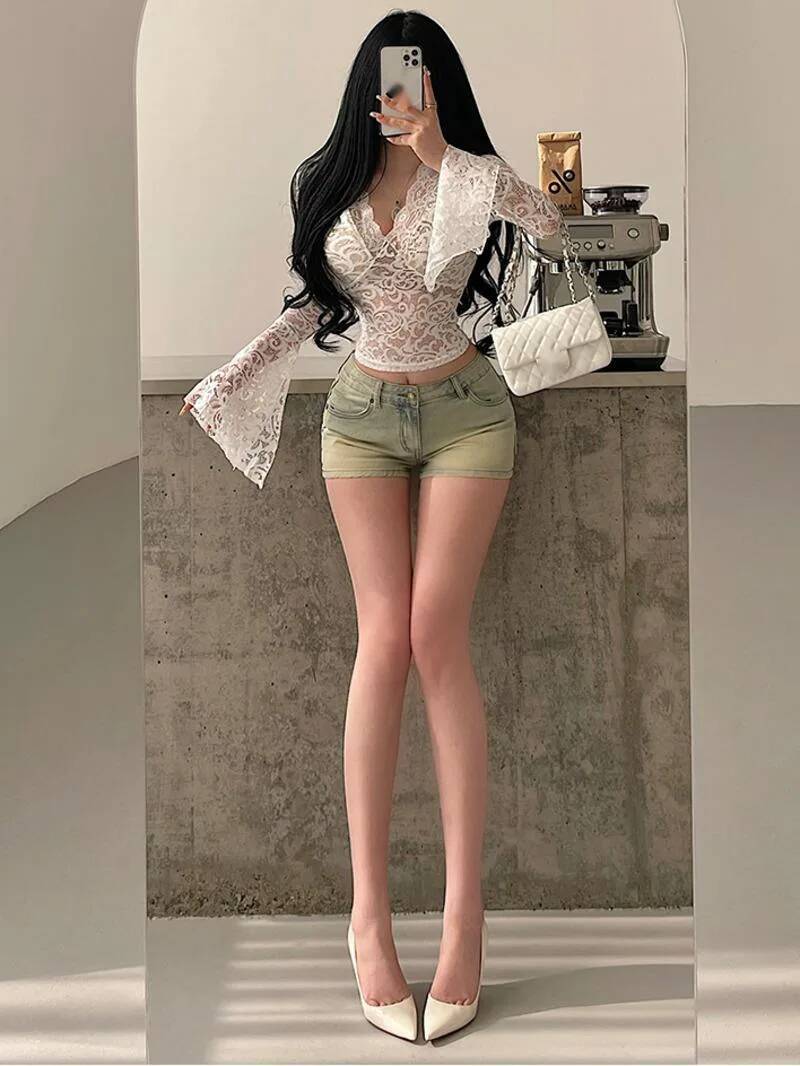 กางเกงขาสั้นคาวบอยรัดรูปเซ็กซี - Street Fashion Korean Girl บทวิจารณ์และราคา