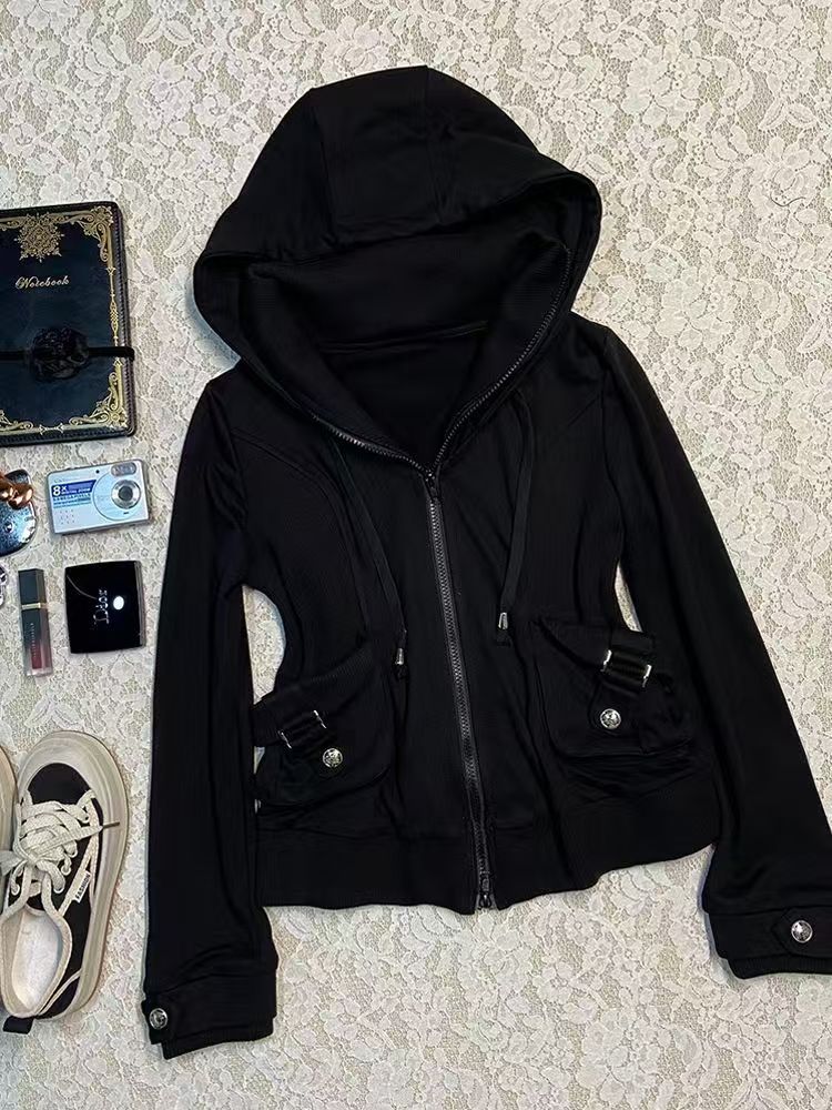 เสื้อฮู้ดดี้แฟชั่นสีดำเทรนด์ให - Street Fashion Zip Up Hoodie บทวิจารณ์และราคา
