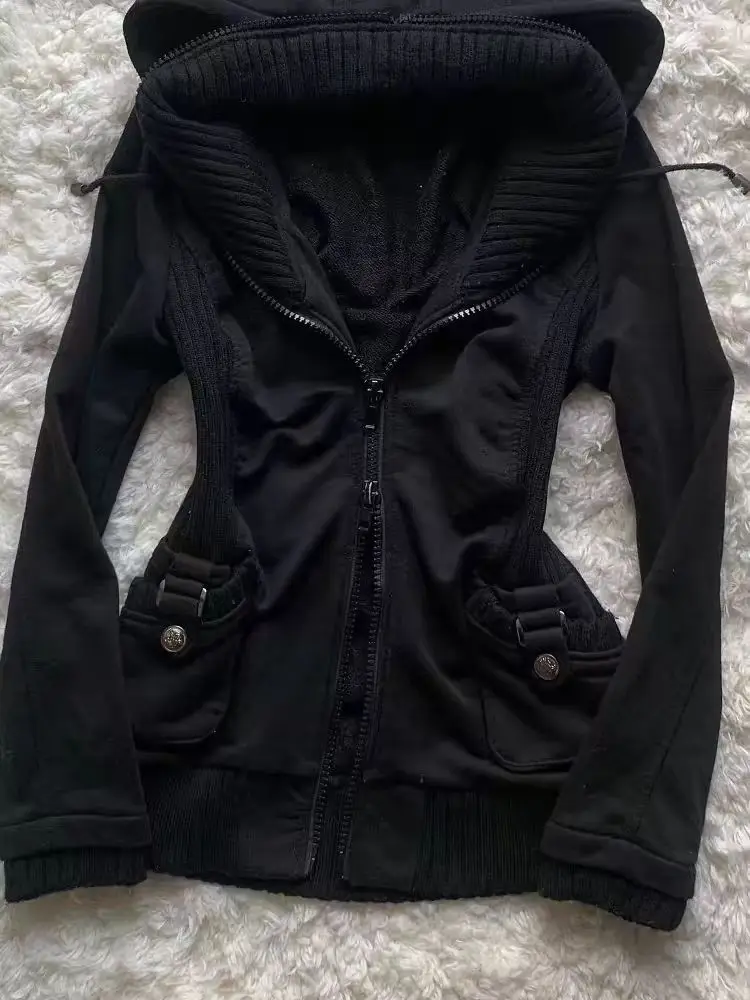 เสื้อฮู้ดดี้แฟชั่นสีดำเทรนด์ให - Street Fashion Zip Up Hoodie บทวิจารณ์และราคา