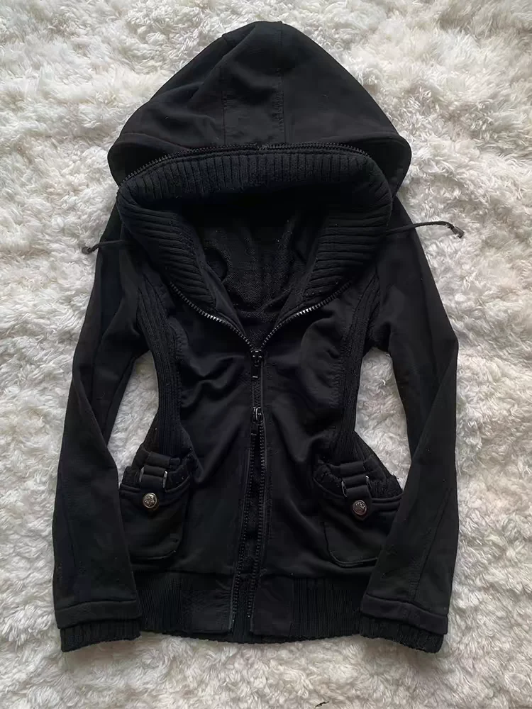 เสื้อฮู้ดดี้แฟชั่นสีดำเทรนด์ให - Street Fashion Zip Up Hoodie บทวิจารณ์และราคา