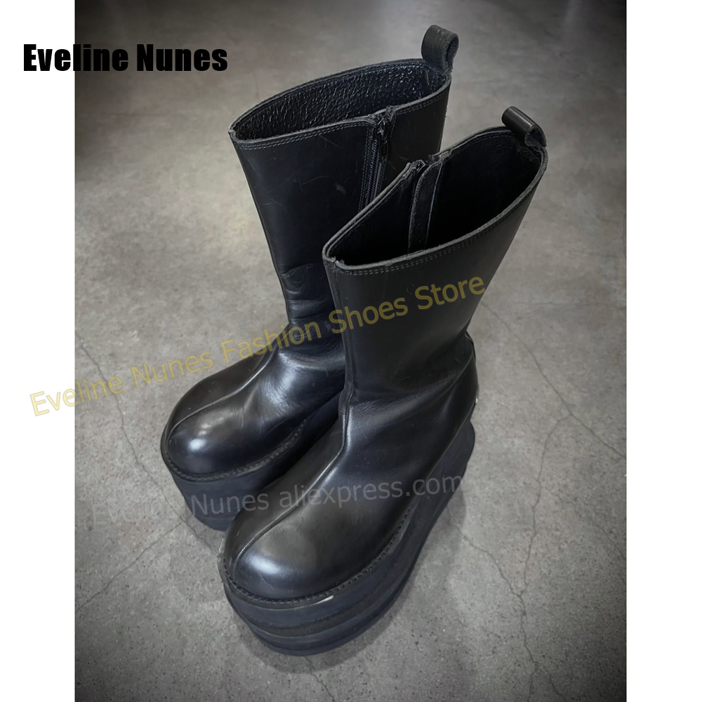 รองเท้าบูทหุ้มข้อกลางน่อง หัวก - Street Fashion Punk บทวิจารณ์และราคา