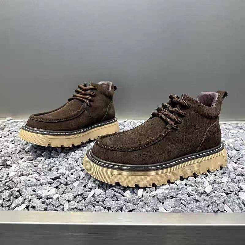 รองเท้าบูทผู้ชายแบบสวมพื้นหนา  - Street Fashion Walk บทวิจารณ์และราคา