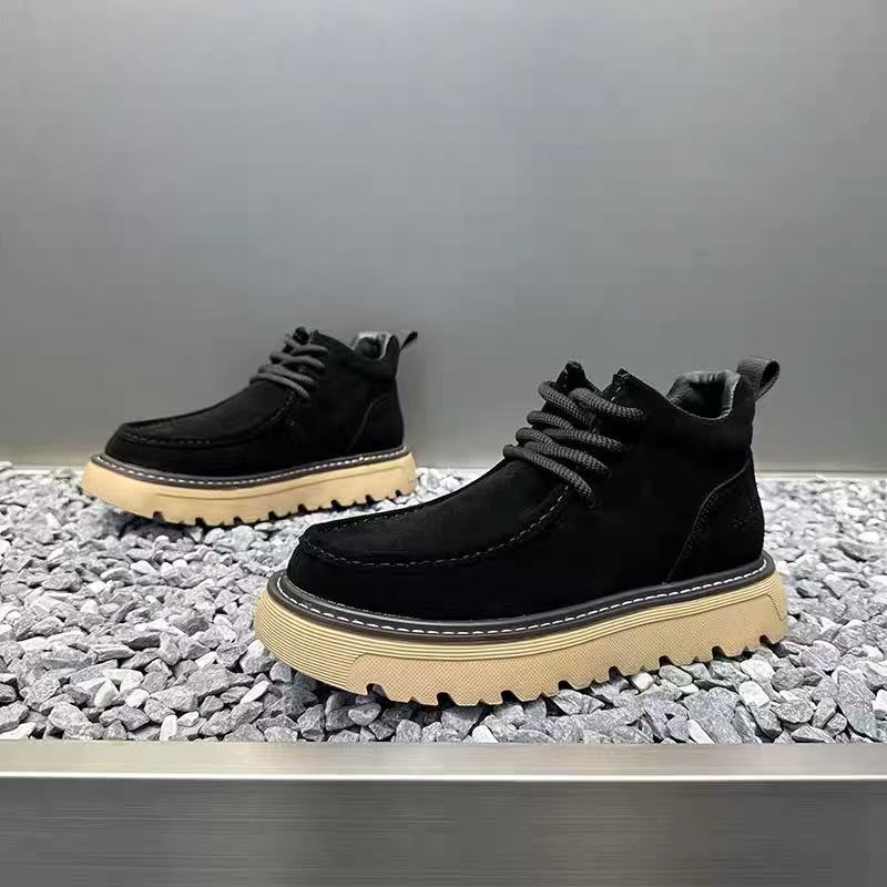 รองเท้าบูทผู้ชายแบบสวมพื้นหนา  - Street Fashion Walk บทวิจารณ์และราคา