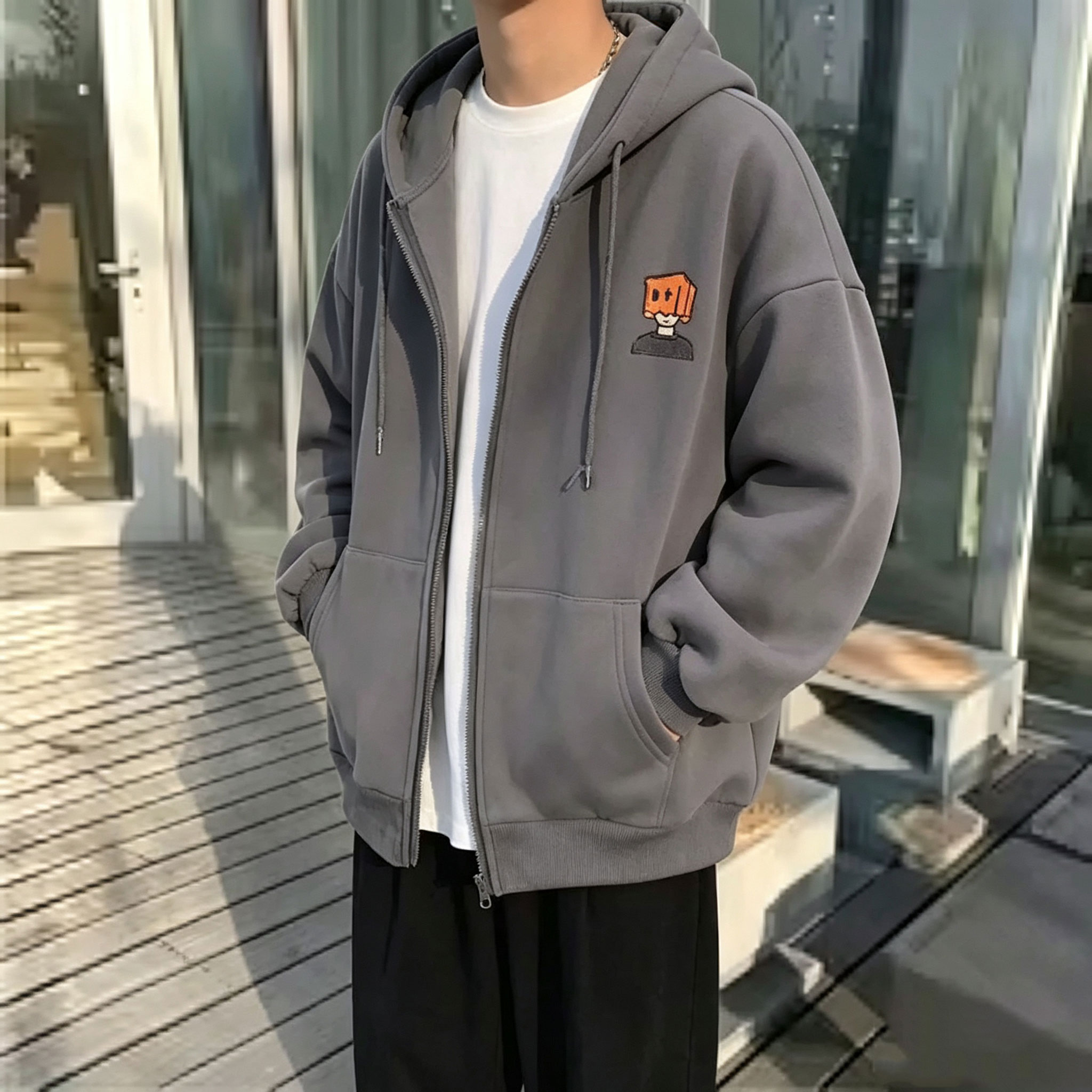 เสื้อฮู้ดดี้ผู้ชายสไตล์สตรีท ส - Street Fashion Zip Up Hoodie บทวิจารณ์และราคา