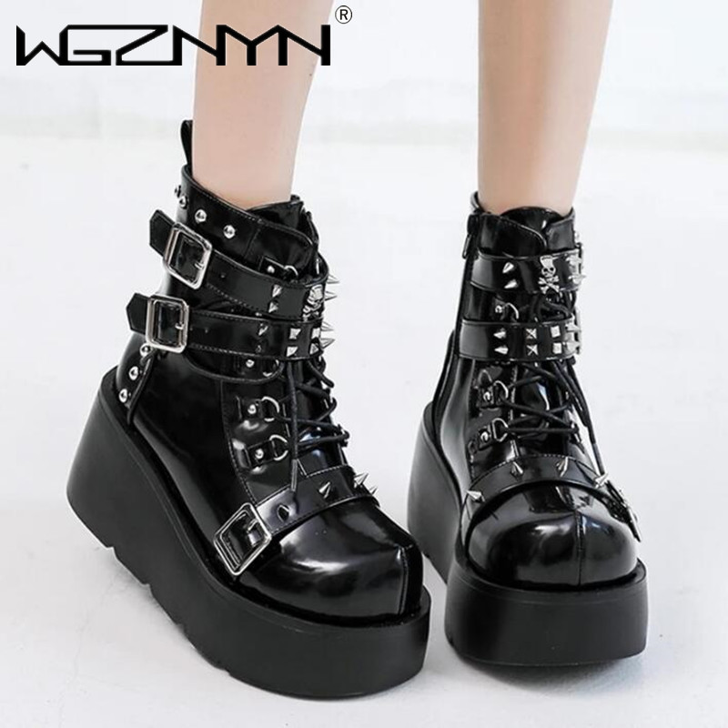 รองเท้าบูทส้นสูงส้นเตารีดใหม่ส - Street Fashion Punk บทวิจารณ์และราคา
