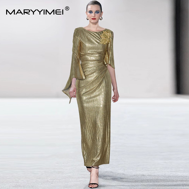 MARYYIMEI ชุดเดรสยาวแฟชั่นฤดูร - Street Fashion Runway บทวิจารณ์และราคา