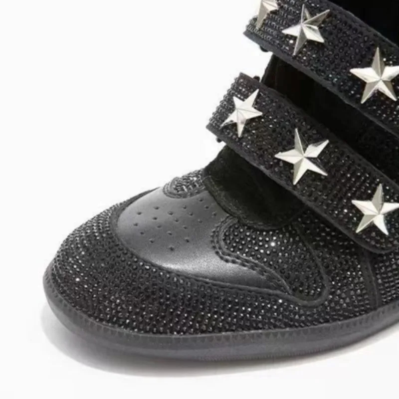 รองเท้าบูทหุ้มข้อประดับเพชรสำห - Street Fashion Walk บทวิจารณ์และราคา