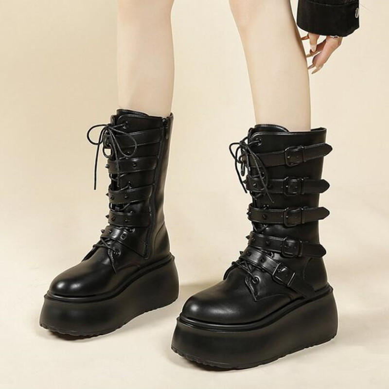 รองเท้าบูทโกธิคแฟชั่นใหม่สำหรั - Street Fashion Brands บทวิจารณ์และราคา