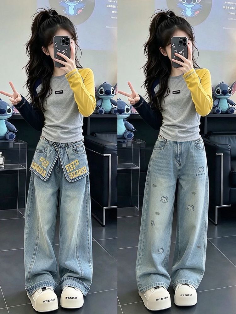 ชุดเดนิมแขนยาวลำลองสำหรับสาวๆ  - Street Fashion Korean Girl บทวิจารณ์และราคา