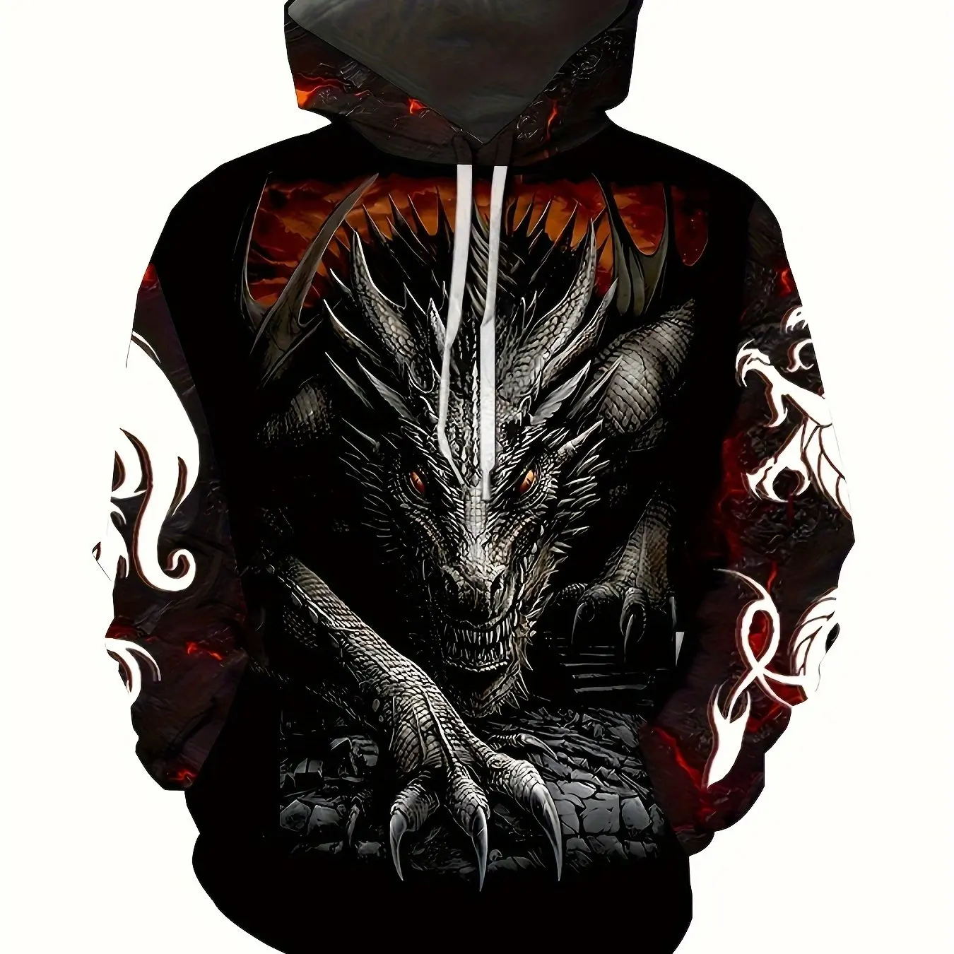 เสื้อฮู้ดดี้ลายฟีนิกซ์พิมพ์ลาย - Street Fashion Zip Up Hoodie บทวิจารณ์และราคา