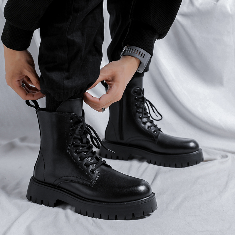รองเท้าบูทหนังแท้แฟชั่นหรูสำหร - Street Fashion Brands บทวิจารณ์และราคา