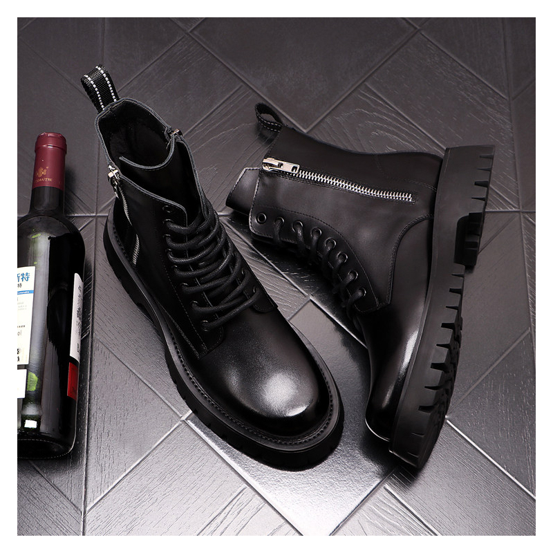รองเท้าบูทหนังแท้แฟชั่นหรูสำหร - Street Fashion Brands บทวิจารณ์และราคา