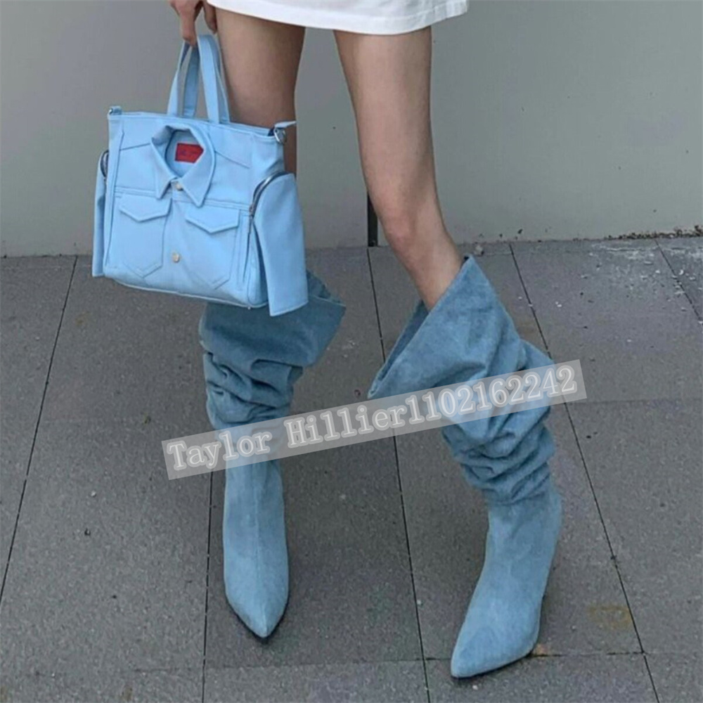 รองเท้าส้นสูงทรงสลัชสีน้ำเงินเ - Street Fashion Runway บทวิจารณ์และราคา