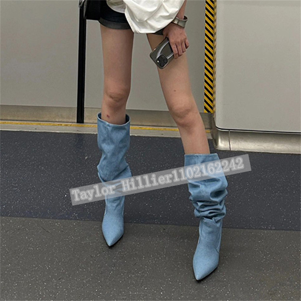 รองเท้าส้นสูงทรงสลัชสีน้ำเงินเ - Street Fashion Runway บทวิจารณ์และราคา