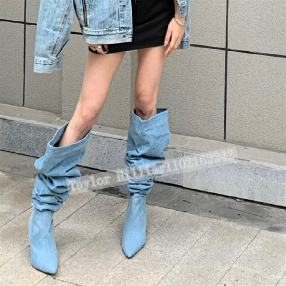 รองเท้าส้นสูงทรงสลัชสีน้ำเงินเ - Street Fashion Runway บทวิจารณ์และราคา