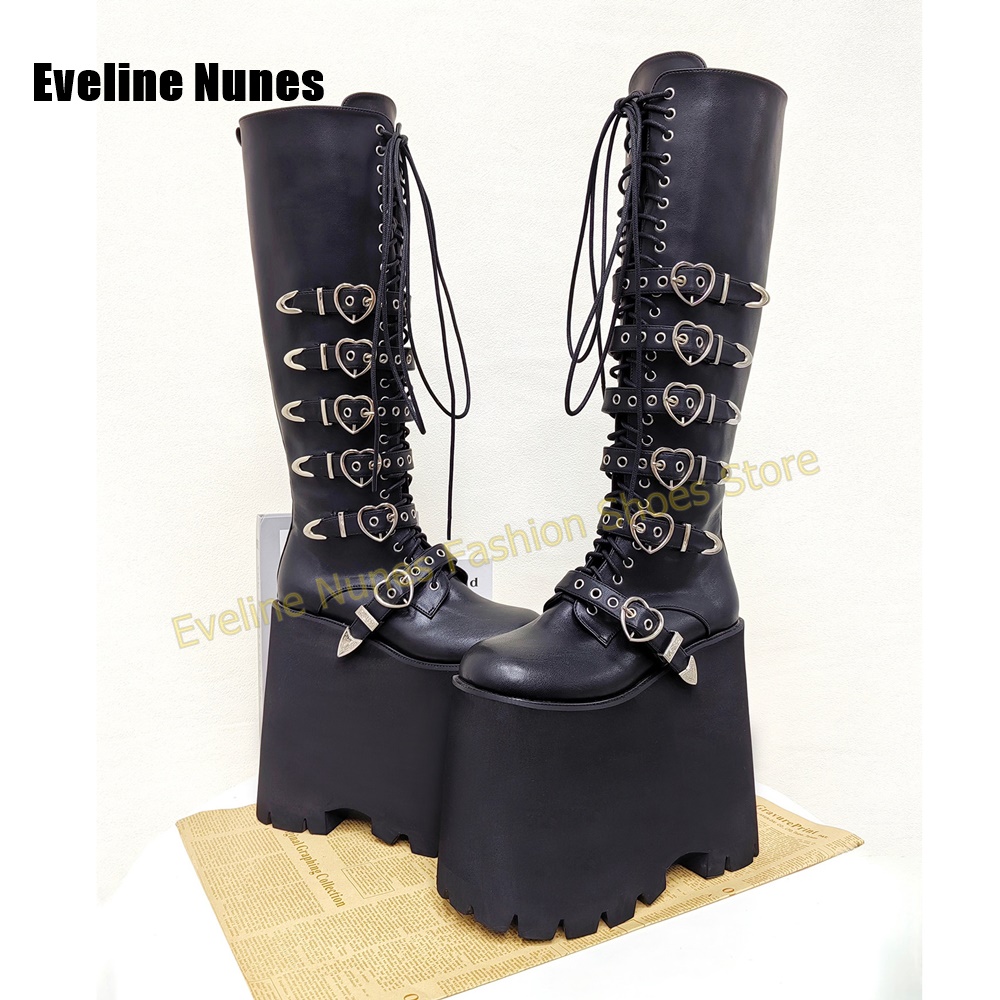 รองเท้าบูทแพลตฟอร์มสูงสไตล์โกธ - Street Fashion Punk บทวิจารณ์และราคา