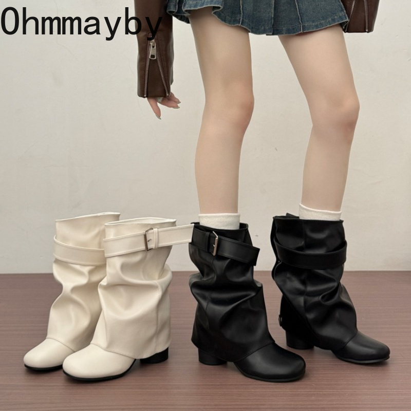 รองเท้าบูทหนังผู้หญิงทรงหลวมระ - Street Fashion News บทวิจารณ์และราคา