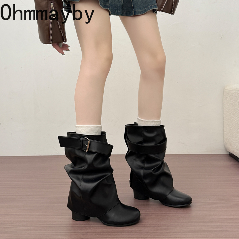 รองเท้าบูทหนังผู้หญิงทรงหลวมระ - Street Fashion News บทวิจารณ์และราคา