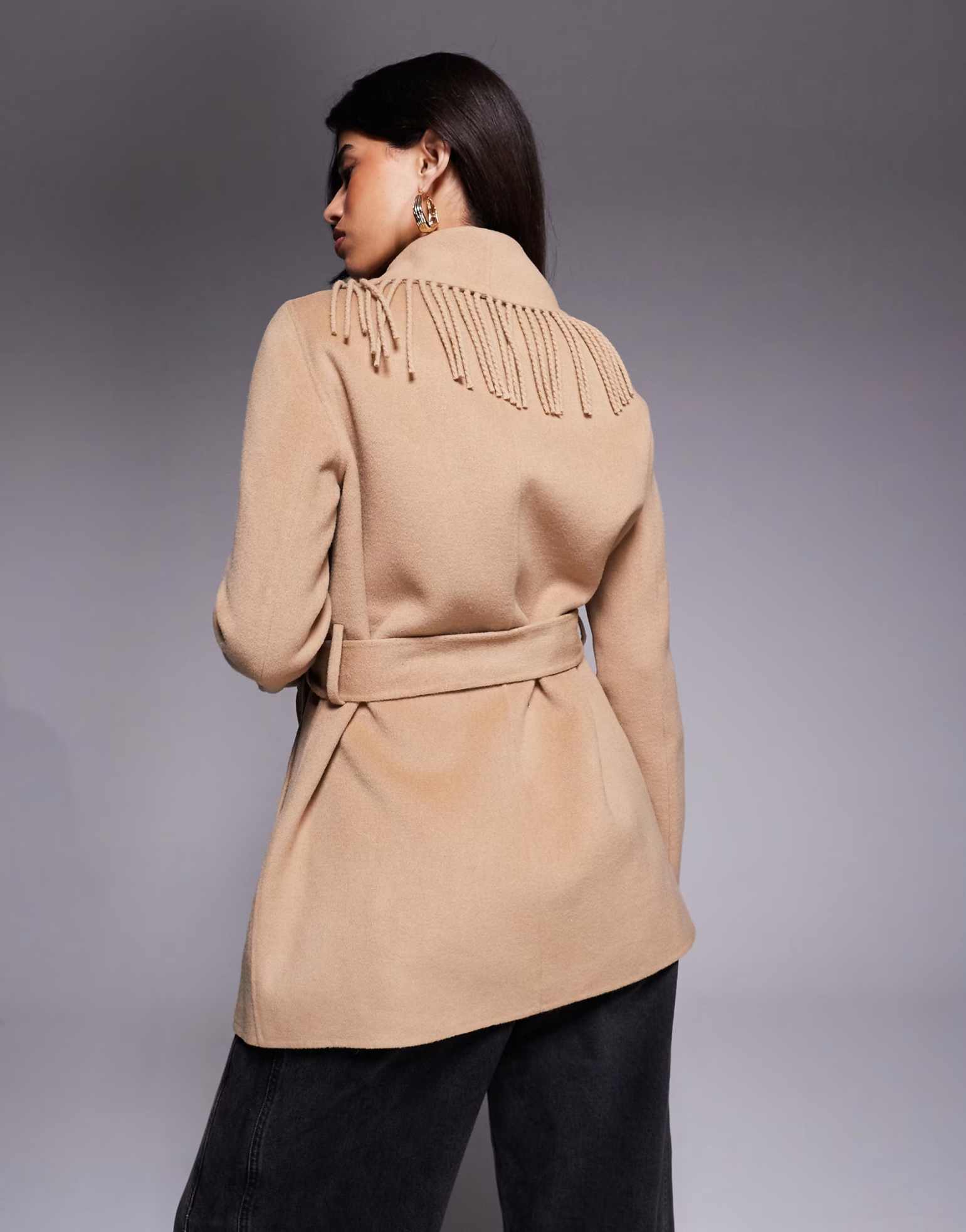 เสื้อโค้ทสั้นคอปกผ้าคลุมไหล่หร - Street Fashion Events บทวิจารณ์และราคา