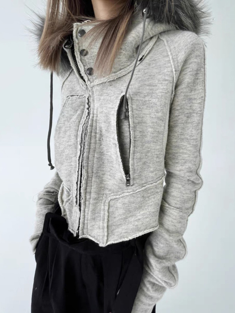 วินเทจแฟชั่นZip Upผู้หญิงเสื้อ - Street Fashion Zip Up Hoodie บทวิจารณ์และราคา